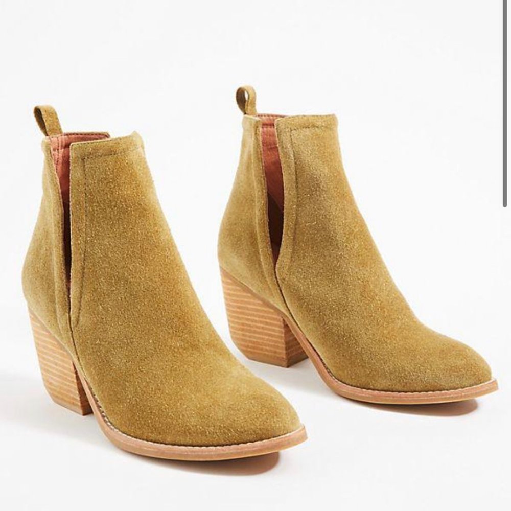 Jeffrey Campbell Womens Tan Orwell 2 Almond Toe Pull On Ankle Bootie Size 6